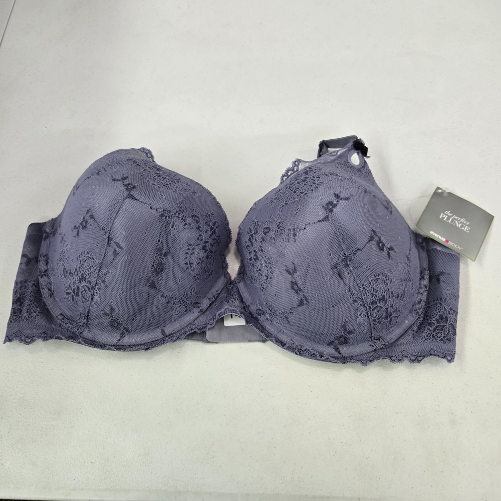 Avenue Body Women Bra 46DD Blue Lace Band Underwire Padded Plus NWT